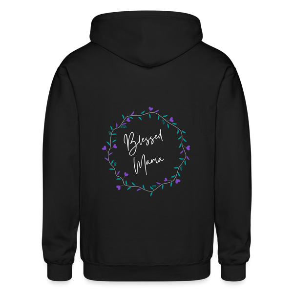 'Blessed Mama' Gildan Heavy Blend Women's Zip Hoodie-Dark Colors - black