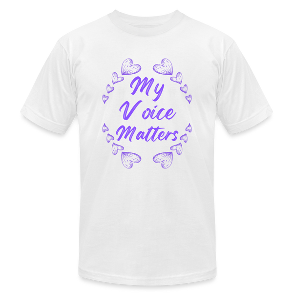 'My Voice Matters' T-Shirt by Bella + Canvas - white