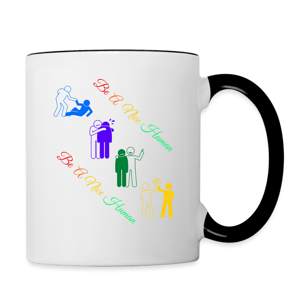 'Be a Nice Human' Contrast Coffee Mug - white/black