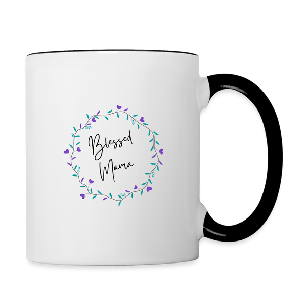 'Blessed Mama' Contrast Coffee Mug - white/black