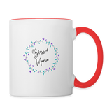 'Blessed Mama' Contrast Coffee Mug - white/red