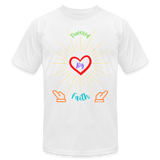 'Powered By Faith' T-Shirt by Bella + Canvas - white