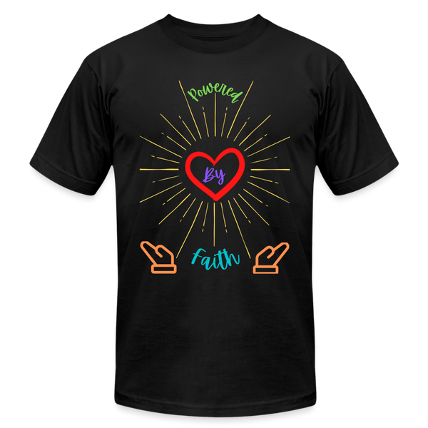 'Powered By Faith' T-Shirt by Bella + Canvas - black