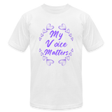 'My Voice Matters' T-Shirt by Bella + Canvas - white